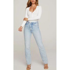 Good American Good Boy Vintage Blue Straight Leg Relaxed Jeans- size 24